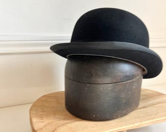 Antique French Wooden Hat Form: Millinery Mold, Dark Patina