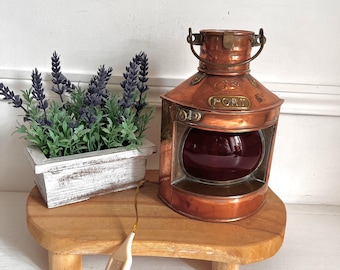 Vintage Ships Lantern, Tung Woo Hong Kong, Port Lamp, Copper Lamp