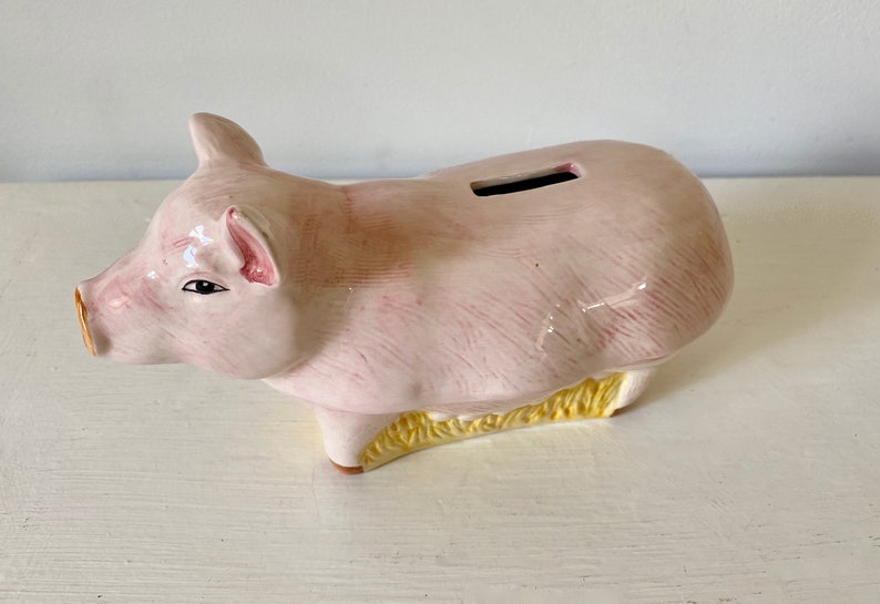Vintage French Michel Caugant Ceramic Pig Money Box, Faience, Terrine