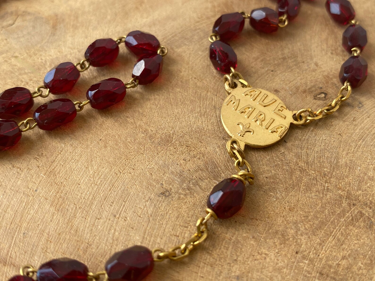 Vintage French Red Glass Bead Rosary Catholic Rosary French Etsy