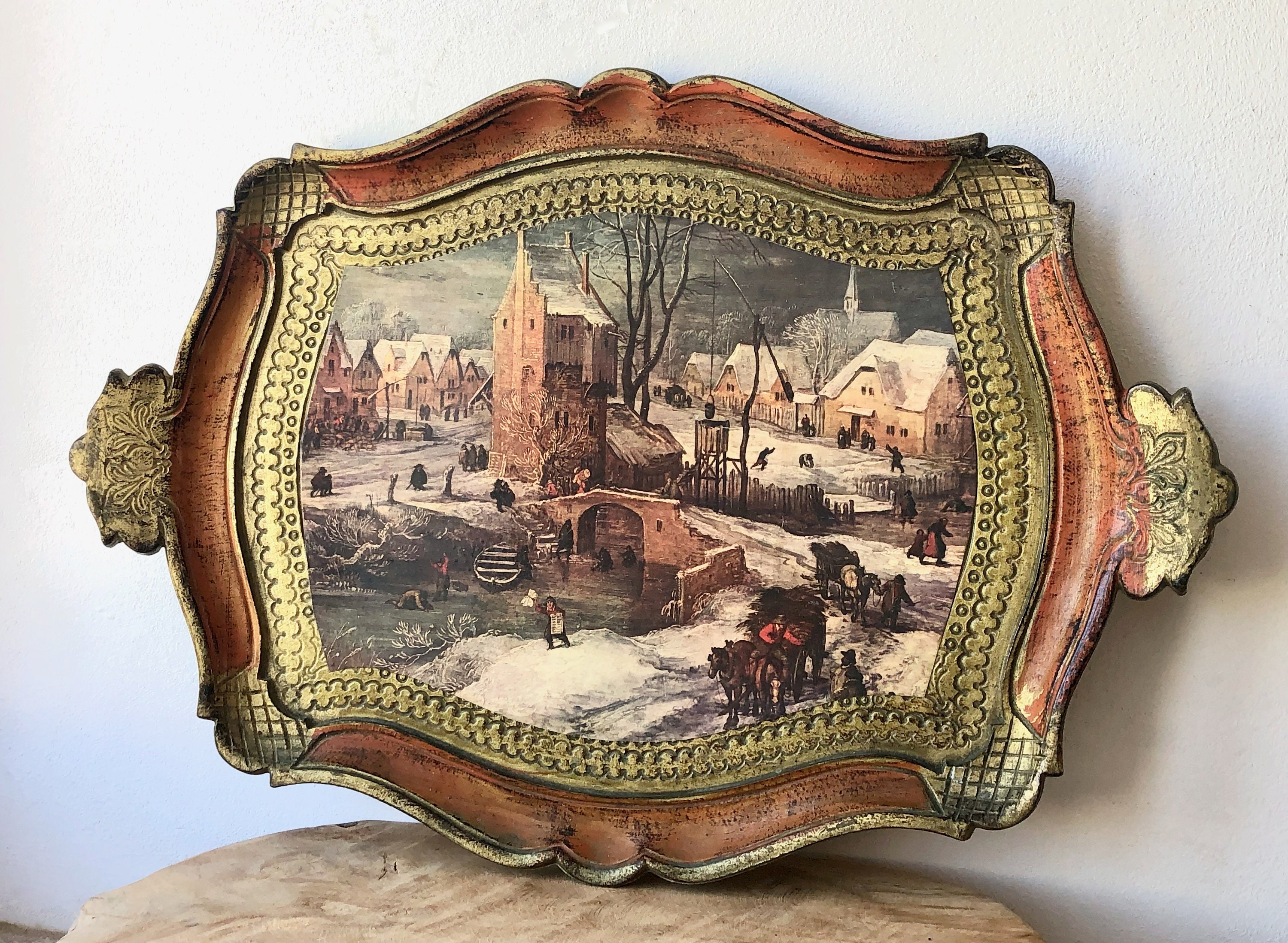 Plateau Florentin Vintage, Plateau Photo, Italien