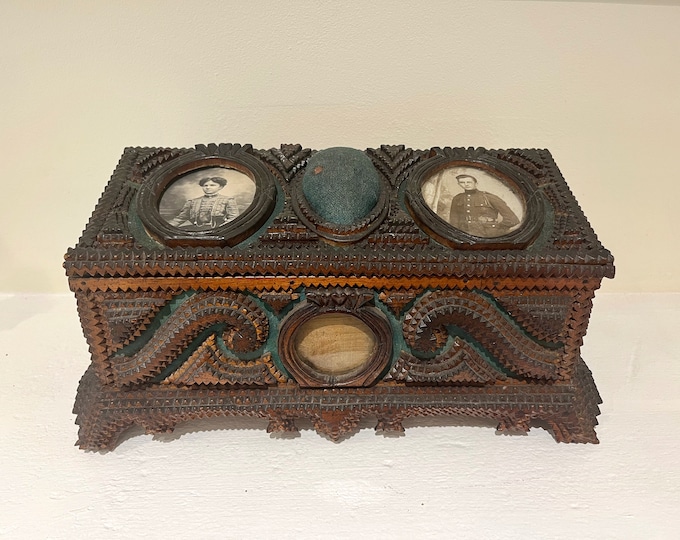 Vintage Tramp Art Box, Wooden Keepsake, Handmade Box Etsy