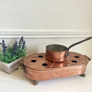 Vintage Copper Warming Tray, French Copperware, Vintage Kitchenware, Copper Pan