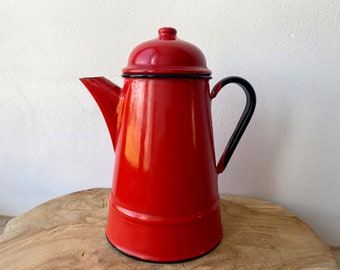 Vintage Enamel Huta Silesia Coffee Pot, Polish Pot, Enamelware