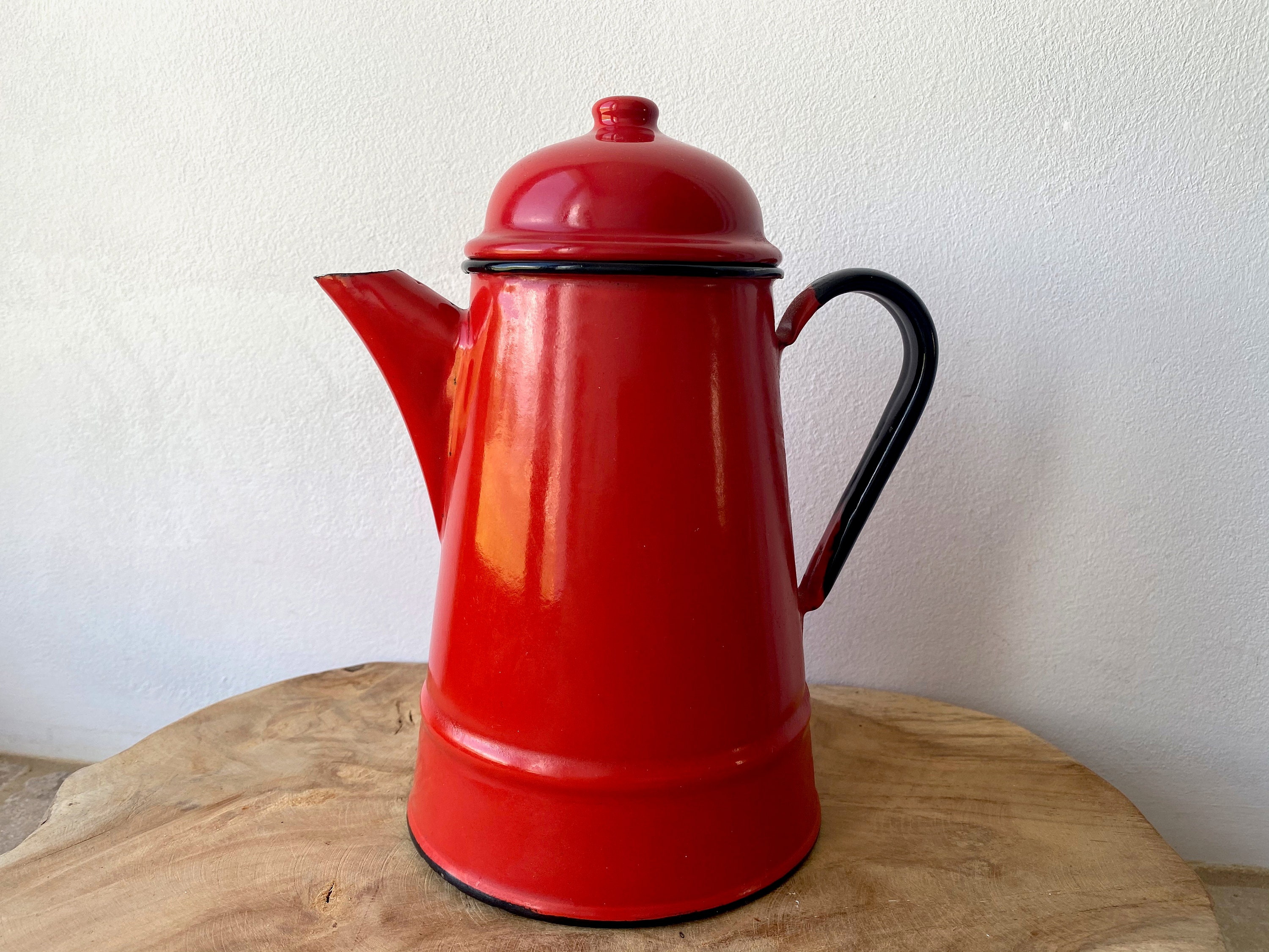 Pot à Café Vintage Enamel Huta Silesia, Pot Polonais, Émailware