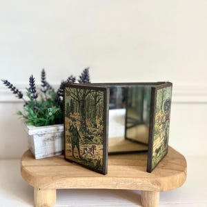 Antique French Triptych Mirror, 3 Sided Mirror, Barbers Mirror, Triptyque