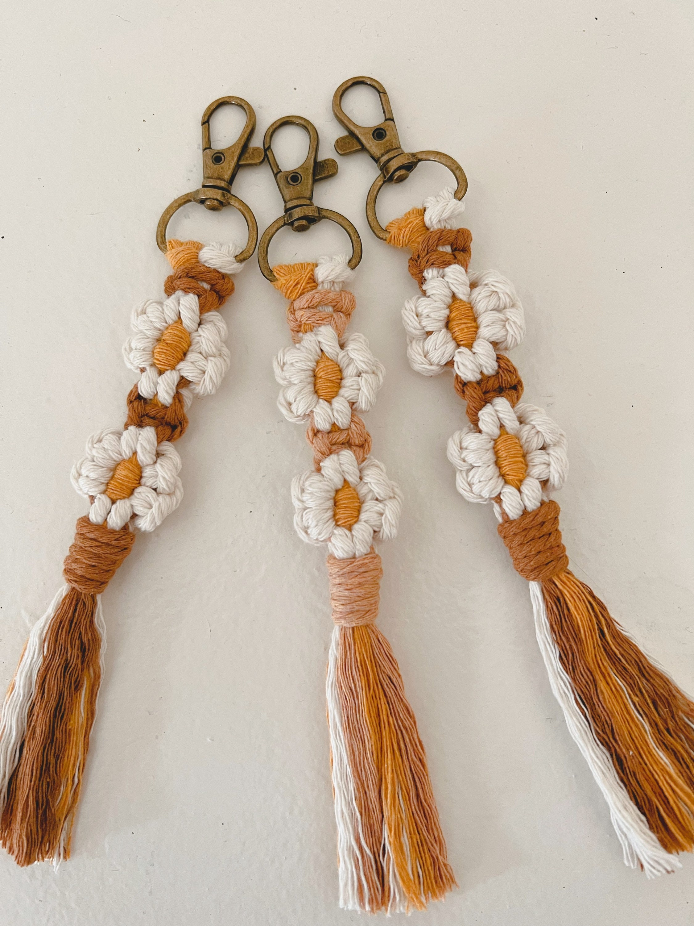 Macrame Flower Keychain Etsy