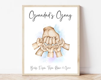 Grandad Gift From Grandchildren Father’s Day gift to Grandpa Grandad Fist Bump Print Family Hands Grandads Team Birthday Gift For Grandpa