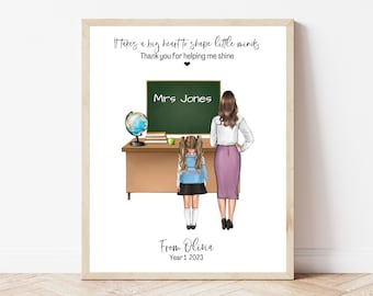 School Leaver Teacher Gift Thank you Personalised Gift For Teacher Customised Teacher Print End Of Term Teacher Present Nursery Teacher