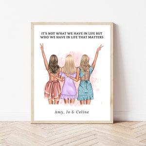 Best Friends Print Group Friendship Picture Birthday Gift For Friend Personalised Print Bestie Present Custom Quote Sister Friendship Print