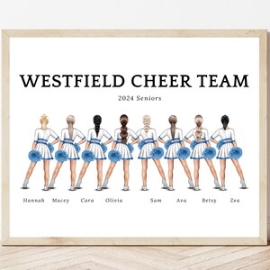 Cheer Girl Group Gift Best Friends Print Personalized Cheerleader Gift Cheer Squad Girls Cheerleader Outfits Cheerleader Illustration