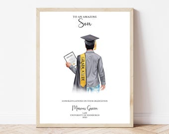 Personalised Male Graduation Print Custom Graduation Gift for Son University Graduate Portrait Print Student Gift Graduation Keepsake