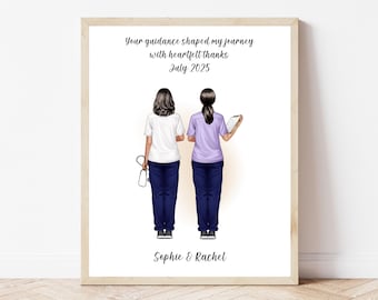 Personalised Nurse Mentor Gift Custom Thank You Print for Placement Supervisor Nursing Appreciation Gift Student Nurse to Mentor Keepsake