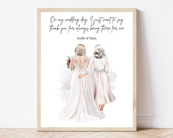 Thank You Mum Wedding Gift from Bride Personalised Mum Print Wedding Day Gift for Mum Mother of the Bride Keepsake Custom Illustration