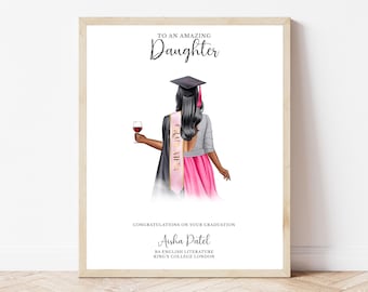 Personalised Curvy Graduate Print Custom Graduation Gift Curvy Girl Illustration University Graduate Portrait Graduation Art for Her