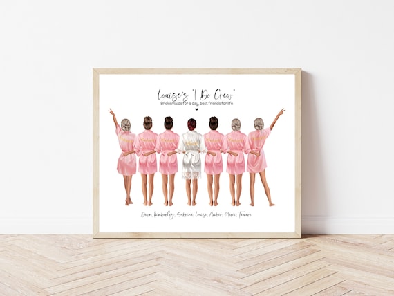 Bridal Party Print Wedding Day Gift Thank You Bridesmaid Robe Print Bride Squad Bride Tribe Gift Wedding Group Hen Party Maid of Honour Etsy