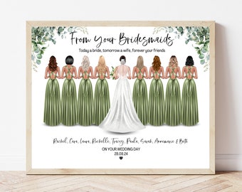 Personalised Wedding Gift For Bride Wedding Day Print Bridesmaids Gift For Bride Custom Bridal Party Gift For Her On Wedding Day Hen Do Gift