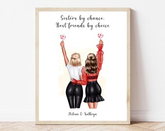 Personalized Sister Birthday Print Soul Sister Picture Sibling Gift Big Sister Present From Little Sister Family Portrait Sister Keepsake