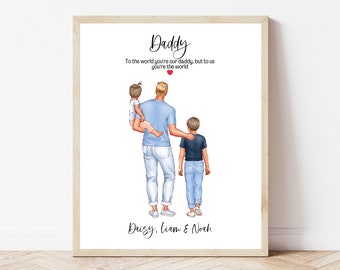 Personalised Gift For Dad Fathers Day Gift From Children Daddy Gift For Birthday Present For Dad Fathers Day Keepsake Family Portrait