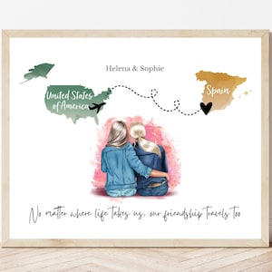 Fernfreundschaft Geschenk Benutzerdefinierte Landkarte Druck Personalisierte Bester Freund Kunstwerk Miles Apart Friends Verbundenes Zitat Wandkunst