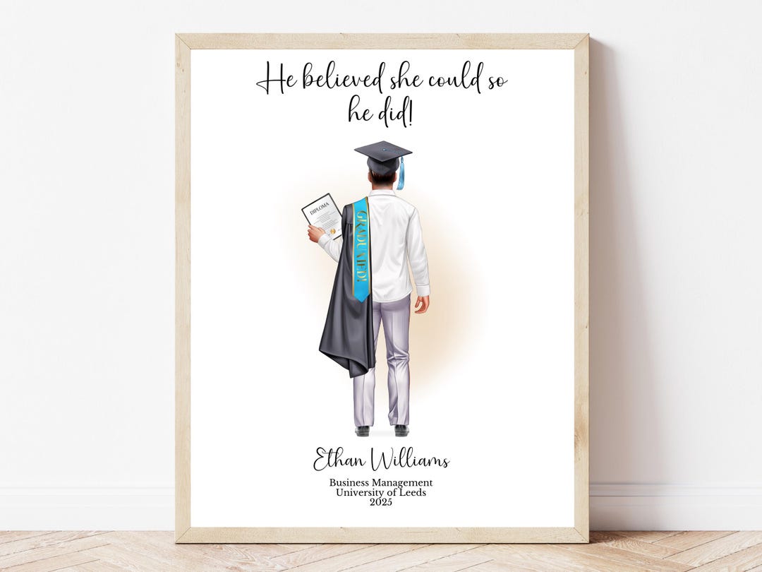 Print Graduated Graduation Portrait Print Graduation Gift for Graduate Student Art Wall ...