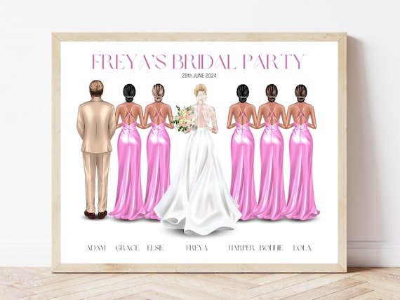 Personalised Bridal Party With Male Print for Bride on Wedding Day  Bridesmaid Gift Custom Wedding Day Gift From Bridesmaids Hen Do Gift