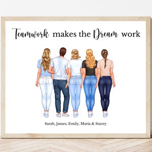 Colleague Gift Dream Team Print Custom Work Team Portrait Group Illustration Personalised Office Coworker Gift Team Leaving Gift