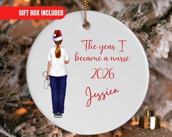 Newly Qualified Nurse Christmas Gift Personalised Nurse Ornament 2026 New Nurse Keepsake Nursing Gift for Her Christmas Tree Decoration