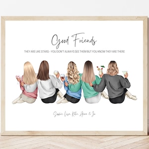 Personalised Print Group of Friends Friendship Gift Best Friend Print Custom Wall Art For Friends Birthday Gift Group of Friends Picture
