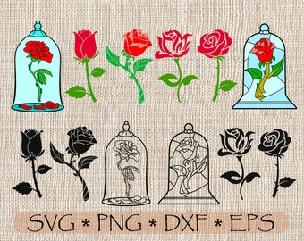 Beauty And The Beast Rose Svg Etsy