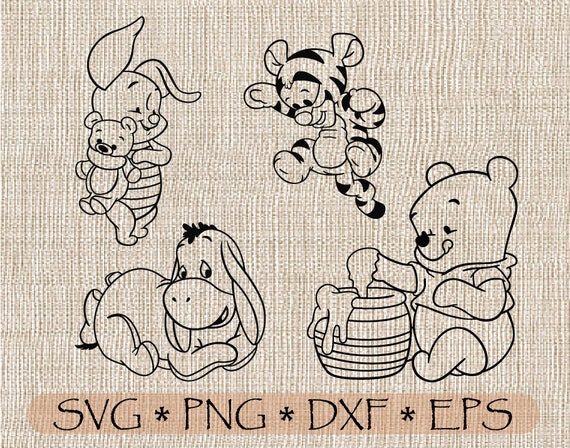 Download Svg Png Winnie The Pooh Baby Piglet Eeyore Tigger Outline Cut Etsy