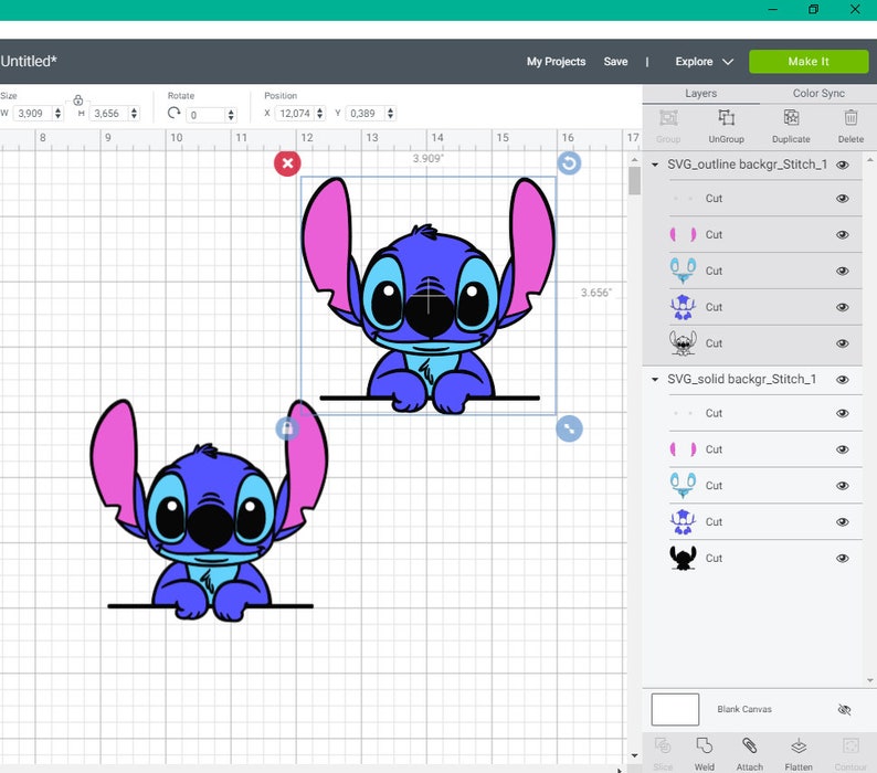 SVG PNG Lilo and Stitch Peeking Layered and Outline cut files | Etsy