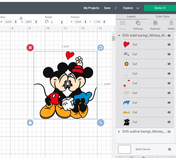 Download SVG PNG Minnie Mickey Mouse Love Heart Kiss Retro Vintage | Etsy