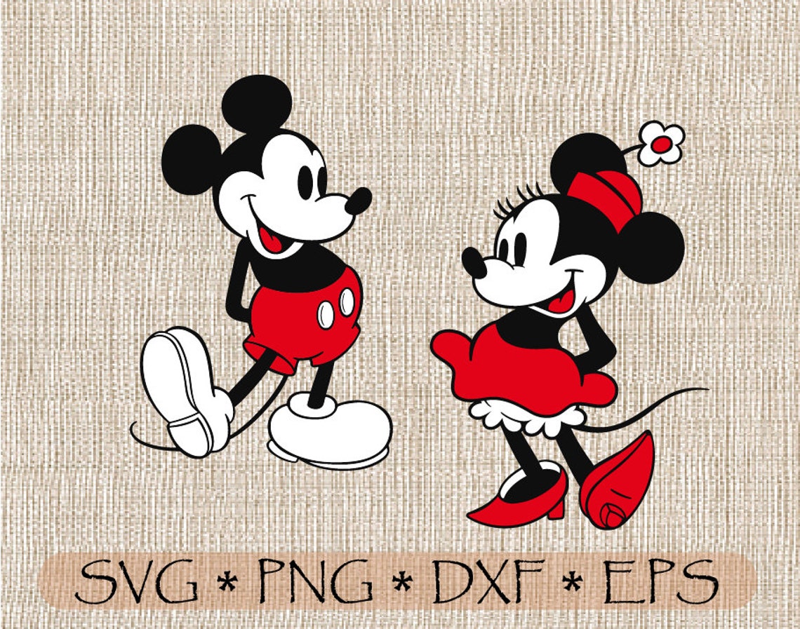 Download SVG PNG PDF Minnie Mickey Mouse Retro Vintage Red Design | Etsy
