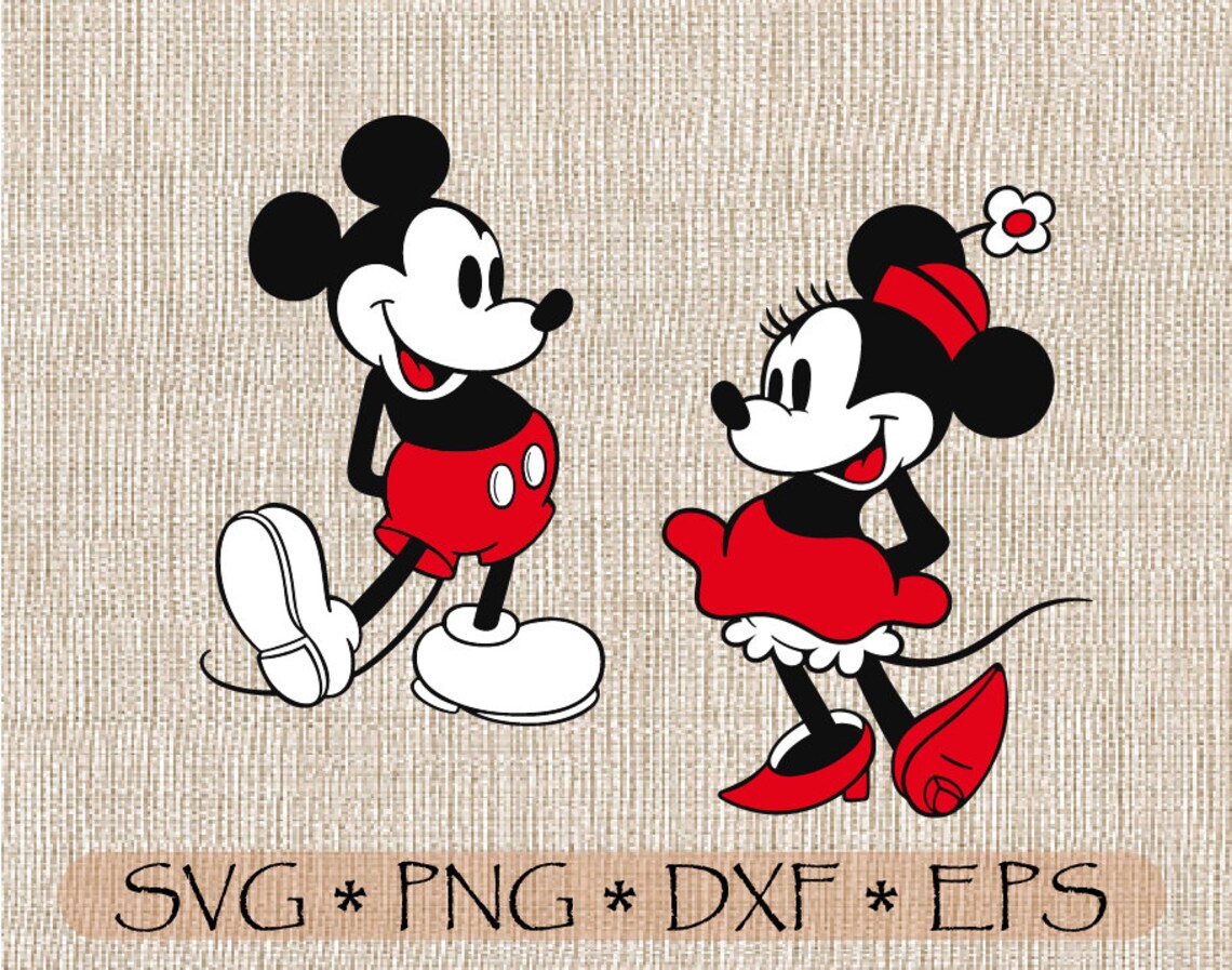 Download SVG PNG PDF Minnie Mickey Mouse Retro Vintage Red Design ...