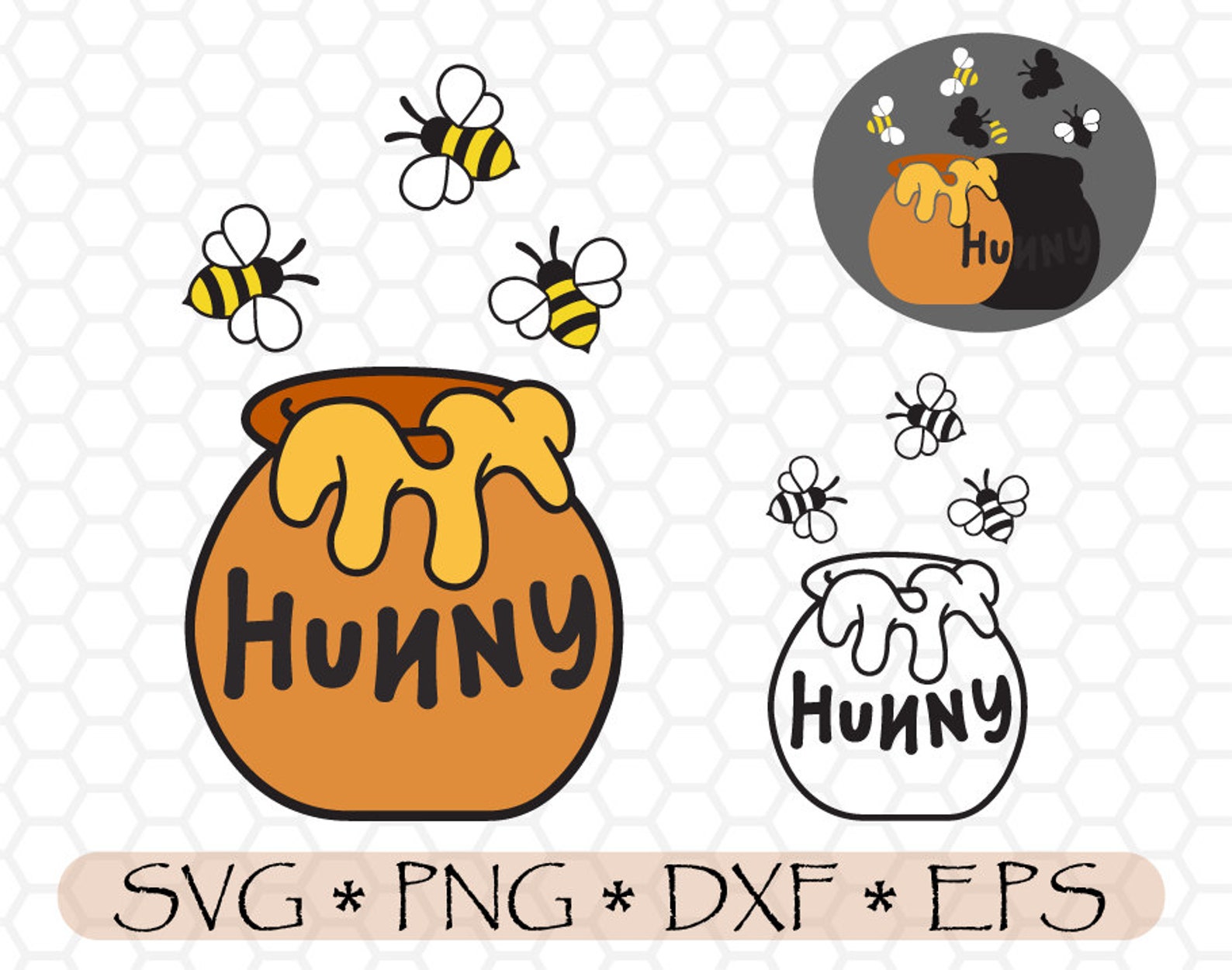 SVG PNG Honey Hunny Pot Bee Ready for both print and cut in Etsy
