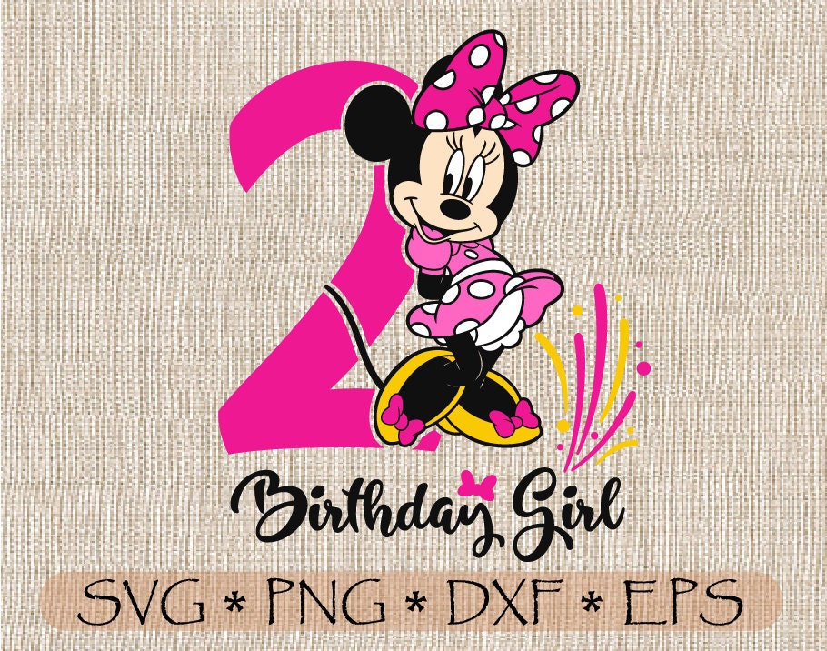 SVG PNG Minnie Mouse Second Birthday Girl Two Years Old Red & | Etsy