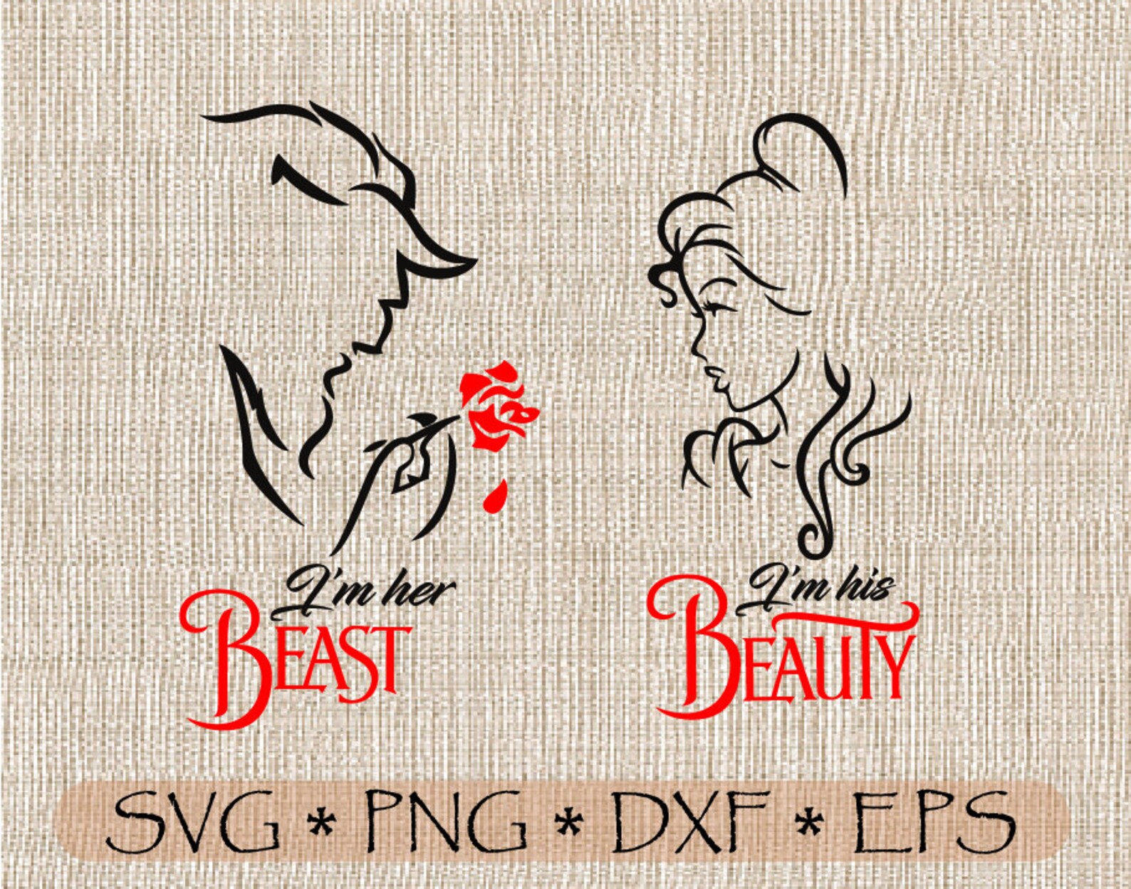 SVG PNG PDF I'm his Beauty I'm her Beast Layered cut | Etsy