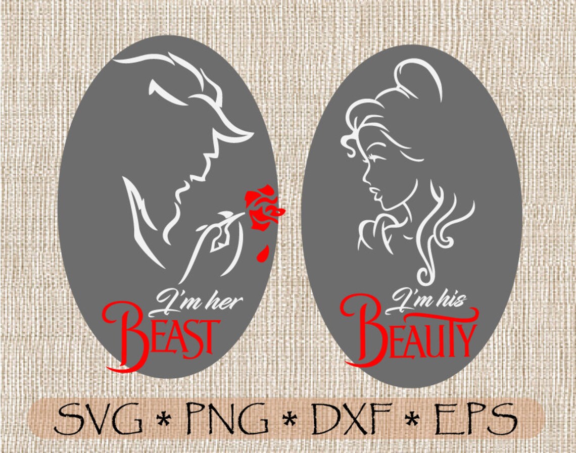 SVG PNG PDF I'm his Beauty I'm her Beast Layered cut | Etsy