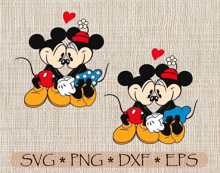 Download SVG PNG Minnie Mickey Mouse Love Heart Kiss Retro Vintage | Etsy