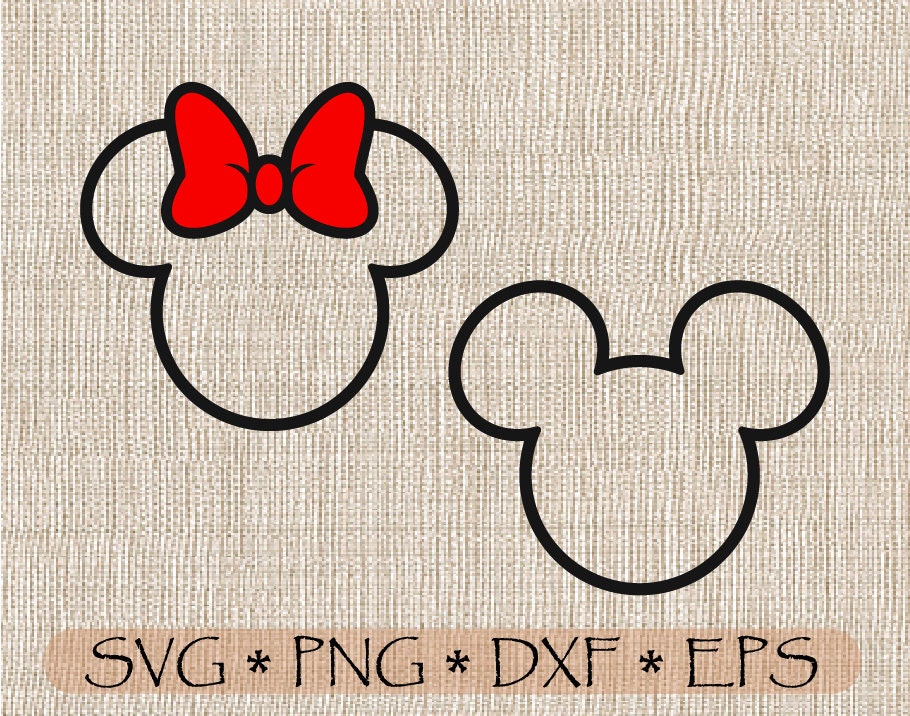 SVG PNG DXF Minnie and Mickey Mouse Ears Red Bow Layered | Etsy