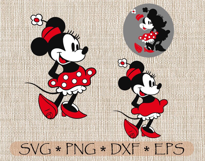 Download SVG PNG PDF Minnie Mouse Retro Vintage Layered cut files | Etsy