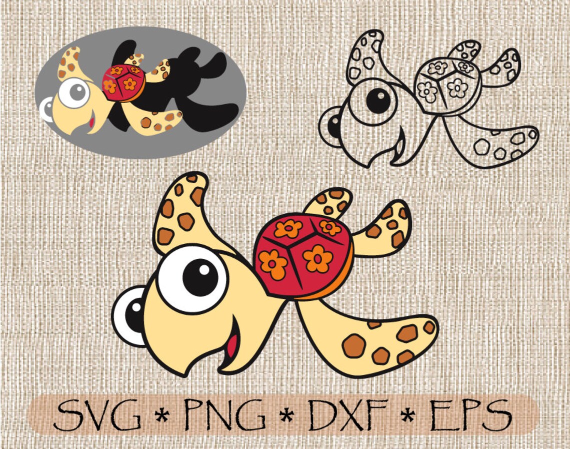 SVG PNG Squirt Turtle Finding Nemo Layered and Outline cut Etsy