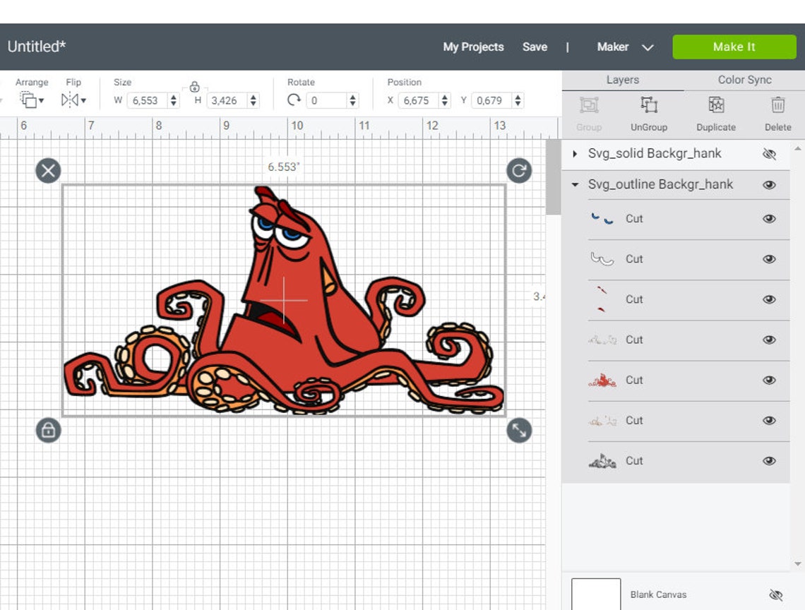 Download SVG PNG Hank Octopus Finding Nemo Layered y Outline cut ...