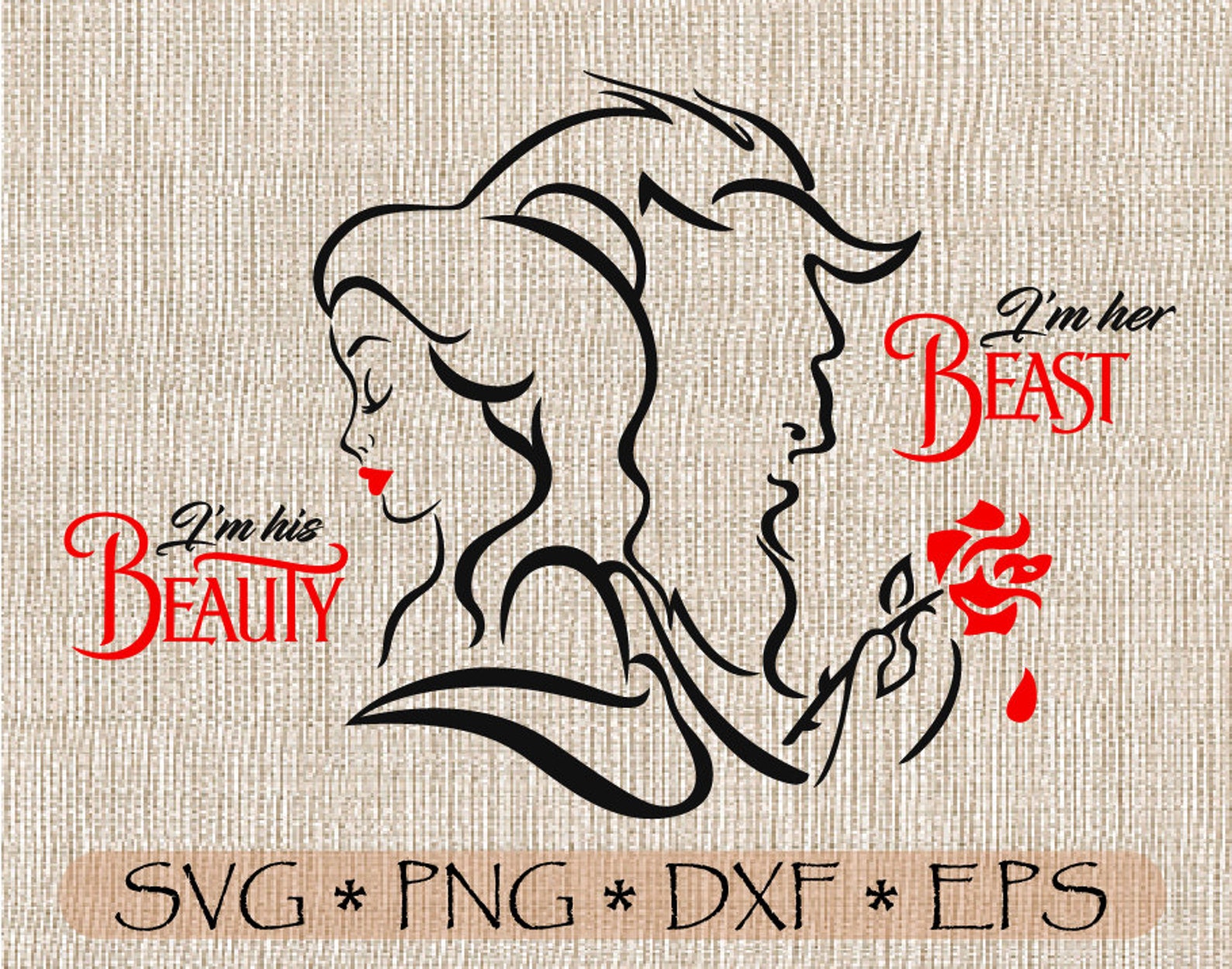 SVG PNG PDF I'm his Beauty I'm her Beast Layered cut | Etsy
