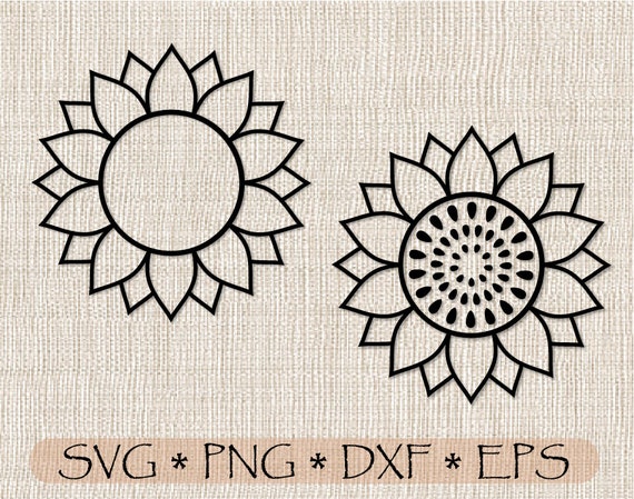 Sunflower SVG PNG DXF flower Layered cuttable file print and cut template cricut silhouette outline iron on digital download clipart