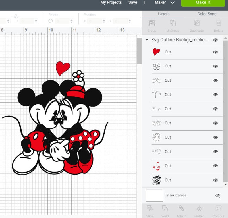 Download SVG PNG Minnie Mickey Mouse Love Heart Red Retro Vintage | Etsy