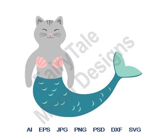 Cat Mermaid Svg Etsy