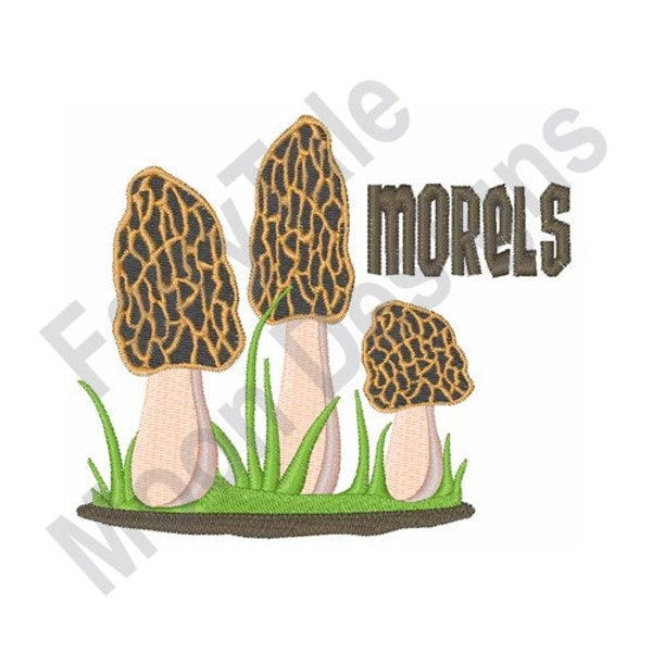 Morels - Machine Embroidery Design, Morel Mushrooms, Black Morels Embroidery Pattern, True Morels Design, Mushrooms Embroidery Design