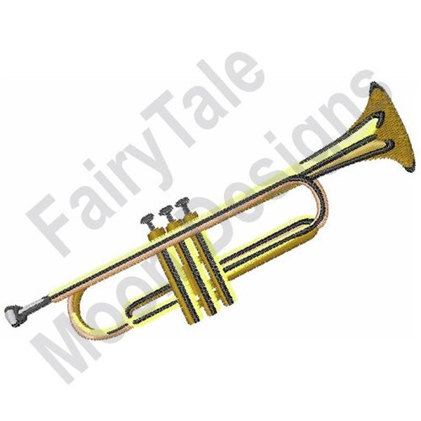 Trumpet - Machine Embroidery Design, Brass Instrument Embroidery Pattern, Musical Instrument Design, Brass Trumpet Embroidery Design